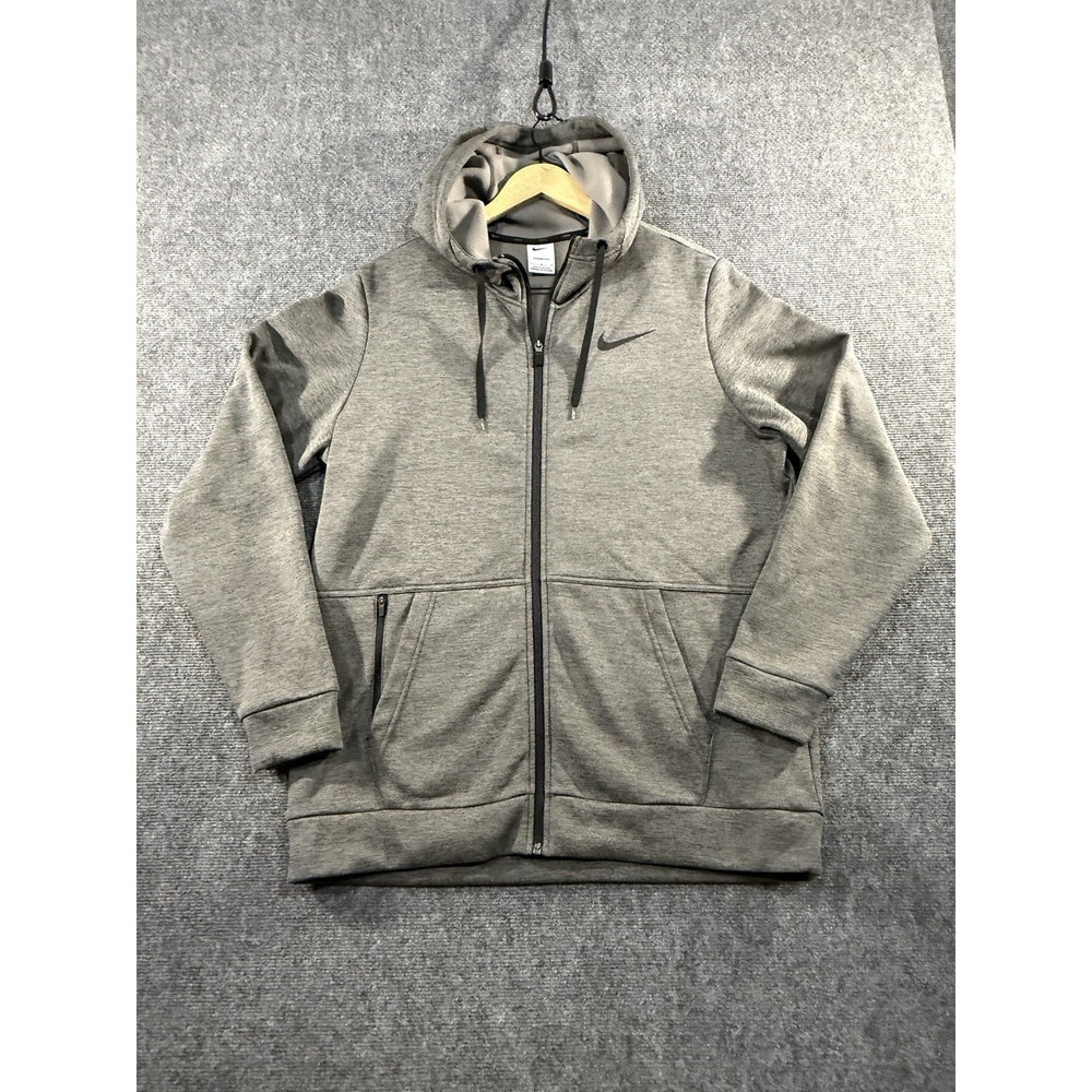 Nike Therma Fit Full Zip Jacket Hoodie Grey Heather Fleece Mens Large Athleisure